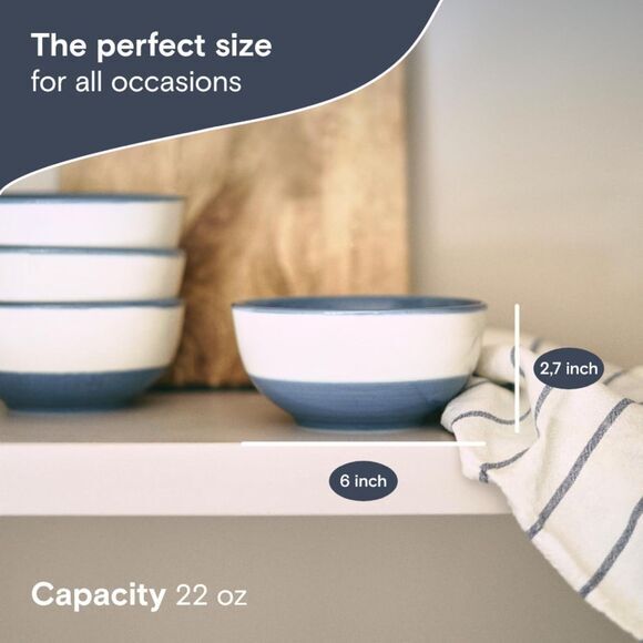 Ceramity Ceramic Bowls Set of 4‎ Blue/White (4092) - Picture 4 of 7